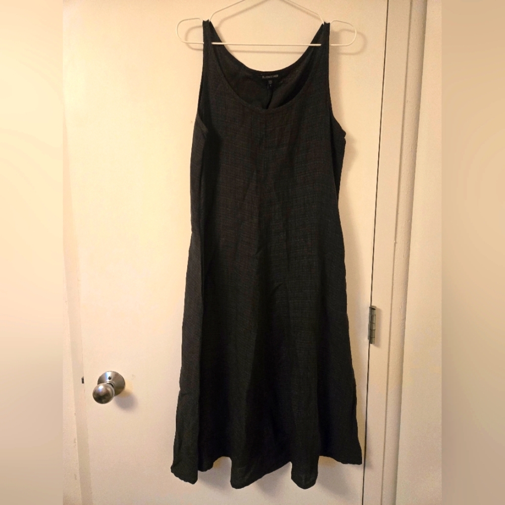 Eileen Fisher Black Linen Aline Tank Dress